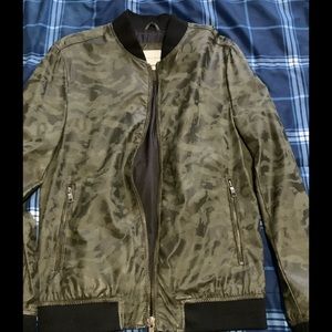 Zara men’s faux leather camo jacket